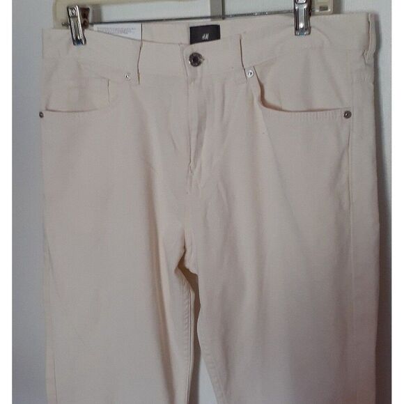 H&M white summer jeans size 31 new nwt denim pants m l 8 10 12 - Picture 2 of 10